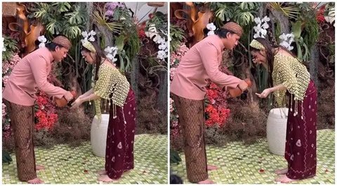 Momen Mahalini Wudhu dan Baca Al-Fatihah. (Sumber: TikTok/@yuarethewan/@keanuagl)