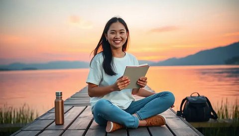 caption bahagia Ilustrasi dibuat AI