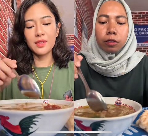 Viral! Wanita Ini Tiru Gaya Dian Sastro Makan Soto, Ekspresinya Mirip Banget