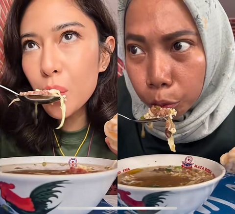 Viral! Wanita Ini Tiru Gaya Dian Sastro Makan Soto, Ekspresinya Mirip Banget