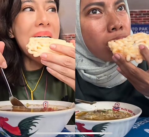 Viral! Wanita Ini Tiru Gaya Dian Sastro Makan Soto, Ekspresinya Mirip Banget