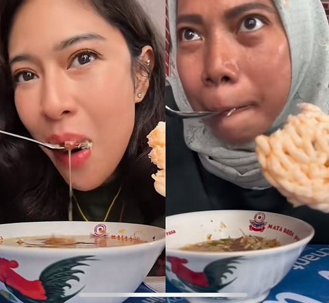 Viral! Wanita Ini Tiru Gaya Dian Sastro Makan Soto, Ekspresinya Mirip Banget