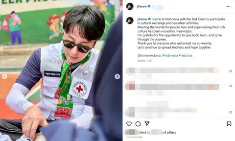 Aktor Korea Jung Il Woo pakai cukin Betawi saat jadi relawan Palang Merah di Jakarta. (dok. Instagram @jilwww/https://www.instagram.com/p