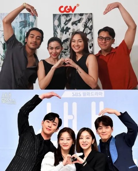 Potret beda gaya pemain 'A Business Proposal' Korea vs Indonesia. (sumber: X/@kdrama_menfess, Instagram/imhyoseop/abidzar73)