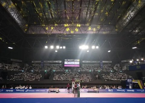 Choi Woong dan Pradikta Wicaksono di Lagi-lagi Tennis Internasional, Tennis Indoor Senayan, Jakarta, Minggu (9/2/25). (Foto: Liputan6.com/Rahmadina Sundari)
