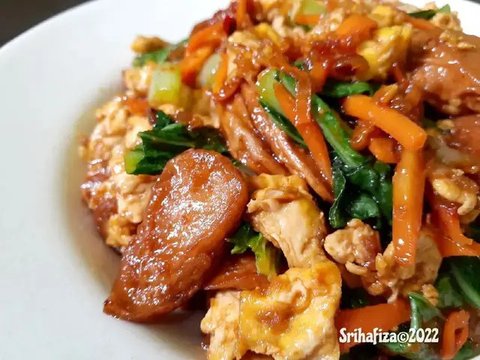Resep sosis pedas asam manis orak telur. (Dok: Cookpad @Rizky_Amalia)