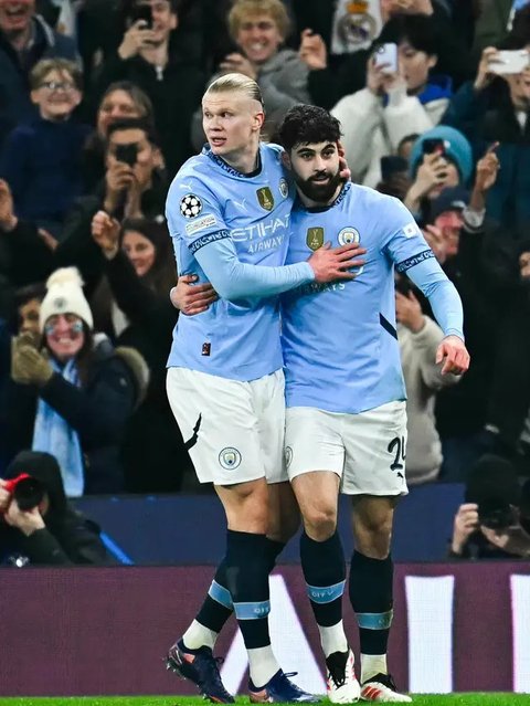Gol pembuka Manchester City dibuka pada menit ke-19 lewat aksi Erling Haaland. (Paul ELLIS/AFP)