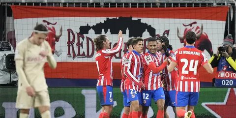 Kylian Mbappe merayakan gol Real Madrid dalam laga kontra Manchester City di Liga Champions 2024/2025, Kamis (20/2/2025) dini hari WIB. (c) AP Photo/Bernat Armangue