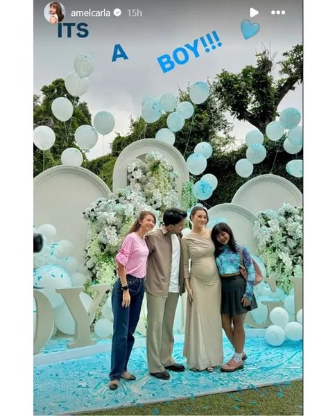 Potret tamu artis di gender reveal Aaliyah Massaid. (sumber: Instagram/amelcarla)