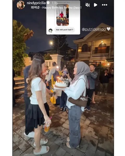 Potret Putri Delina di ulang tahun Mahalini ke-25. (sumber: Instagram/putridelinaa)