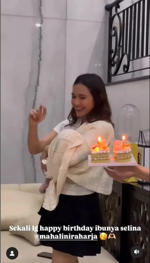 Potret Mahalini Gendong Anak di Ulang Tahunnya. (Sumber: Instagram/moodlini7)