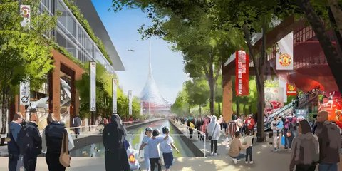 Sir Jim Ratcliffe, melihat maket, desain calon stadion baru Manchester United. (Bola.com/X ManUtd)
