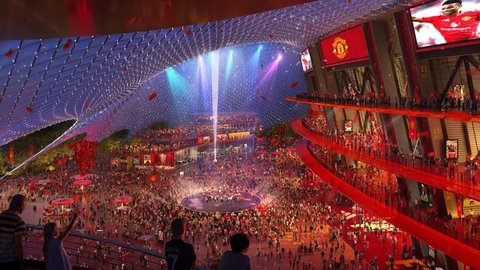 Sir Jim Ratcliffe, melihat maket, desain calon stadion baru Manchester United. (Bola.com/X ManUtd)