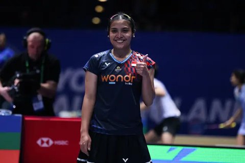 Ekspresi tunggal putra Indonesia, Jonatan Christie, pada babak 16 besar All England 2025, di Utilita Arena, Birmingham, Inggris, Kamis (13/3/2025). (PBSI)
