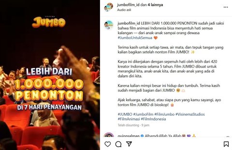 Tembus 1 Juta Penonton, 'JUMBO' Kini Jadi Film Animasi Indonesia Terlaris Sepanjang Sejarah