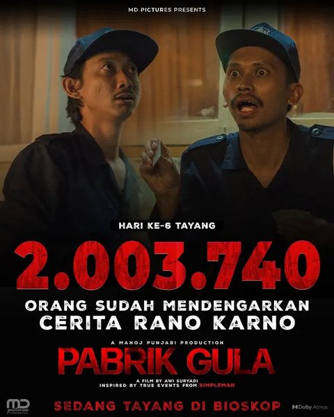 Ada 5 film Indonesia yang akan tayang di Lebaran 2025. Salah satunya, Pabrik Gula karya sineas Awi Suryadi yang hadir dalam versi 17 dan 21 tahun ke atas. (Foto: Dok. Instagram @manojpunjabim