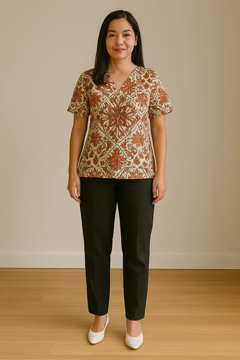 Model baju wanita batik kombinasi polos (Foto: Fimela)