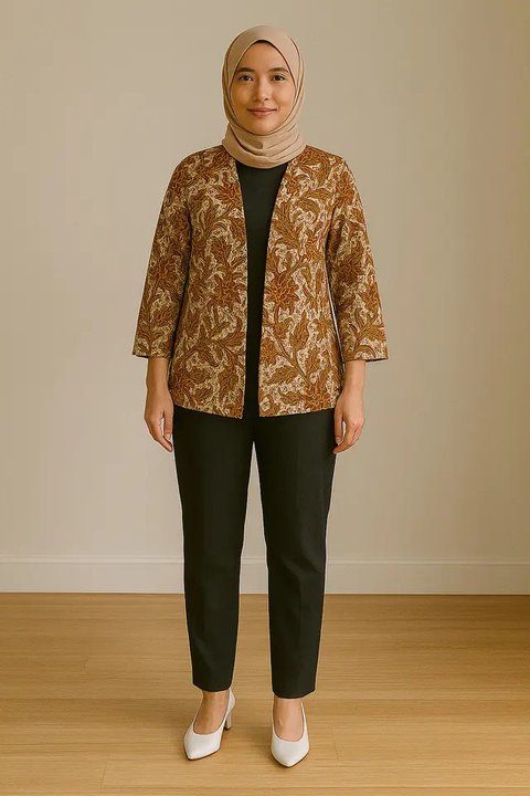Model baju wanita batik kombinasi polos (Foto: Fimela)