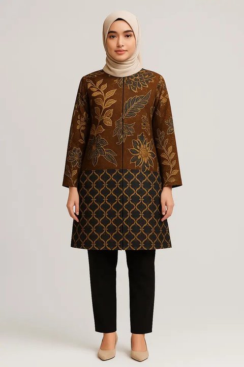 Model baju wanita batik kombinasi polos (Foto: Fimela)