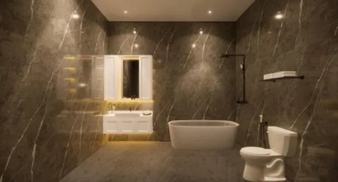 Wastafel Kamar Mandi Serba Putih dengan Kabinet (Foto: work-tops.com)