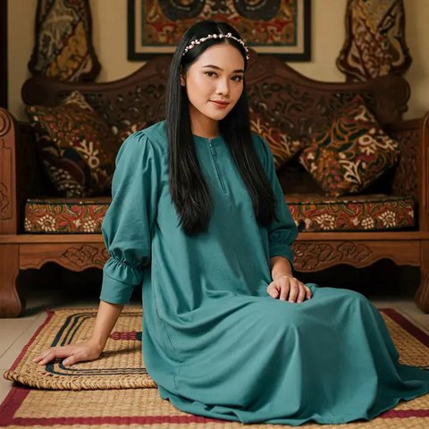 Ilustrasi gamis modern 2025 (Foto: Rizka Nur Laily via ChatGPT)