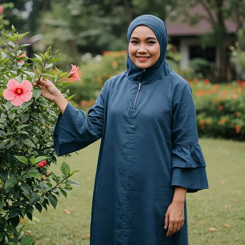 Ilustrasi gamis modern 2025 (Foto: Rizka Nur Laily via ChatGPT)