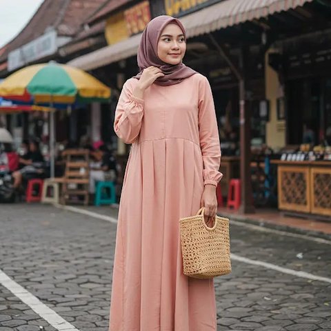 Ilustrasi gamis modern 2025 (Foto: Rizka Nur Laily via ChatGPT)