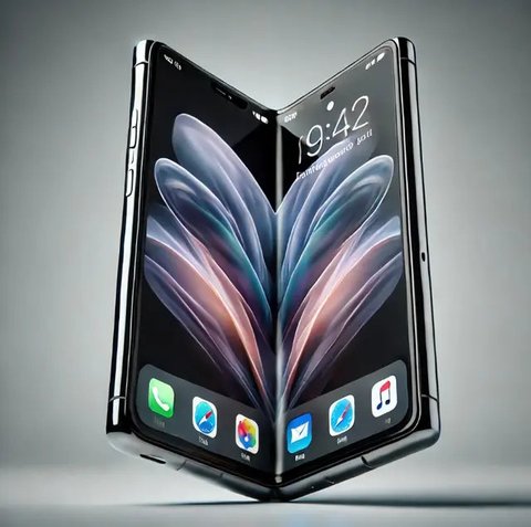 Ilustrasi iphone lipat (Foto: Rizka Nur Laily via ChatGPT)