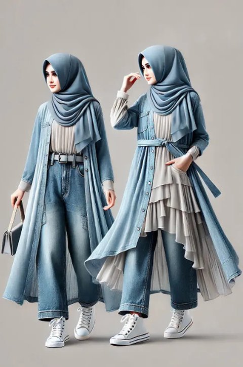 Gamis kombinasi terbaru (Foto: Rizka Nur Laily via ChatGPT)