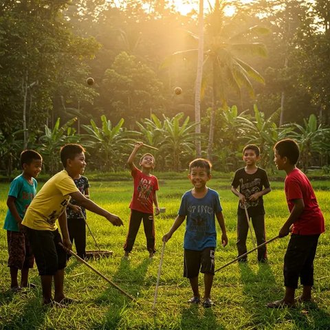 cara memainkan gobak sodor Ilustrasi dibuat Stable Diffusion