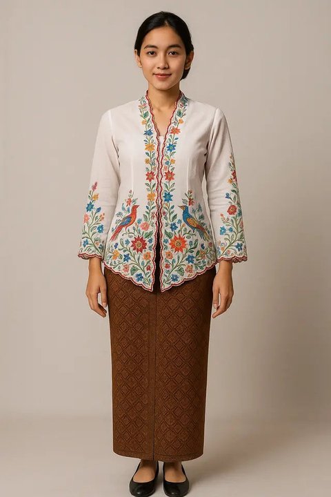 Annisa Pohan tampil anggun kenakan kebaya encim merah marun bermotif putih. Dipadu dengan kain Batik merah pastel dan tas lokal Vone seharga Rp15 jutaan [@annisayudhoyono]