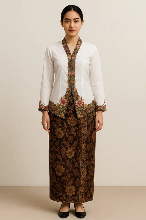 Annisa Pohan tampil anggun kenakan kebaya encim merah marun bermotif putih. Dipadu dengan kain Batik merah pastel dan tas lokal Vone seharga Rp15 jutaan [@annisayudhoyono]