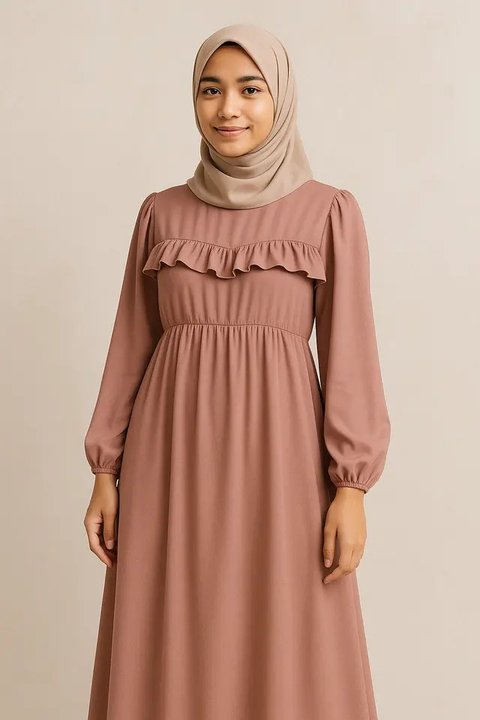 5 Gamis Empire Waist yang Cocok untuk Tampil Rapi dan Menawan Tanpa Khawatir Perut Buncit