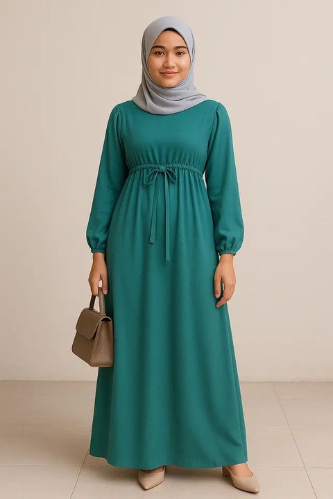 5 Gamis Empire Waist yang Cocok untuk Tampil Rapi dan Menawan Tanpa Khawatir Perut Buncit