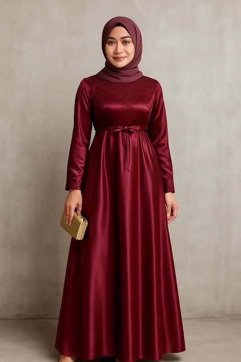 5 Gamis Empire Waist yang Cocok untuk Tampil Rapi dan Menawan Tanpa Khawatir Perut Buncit
