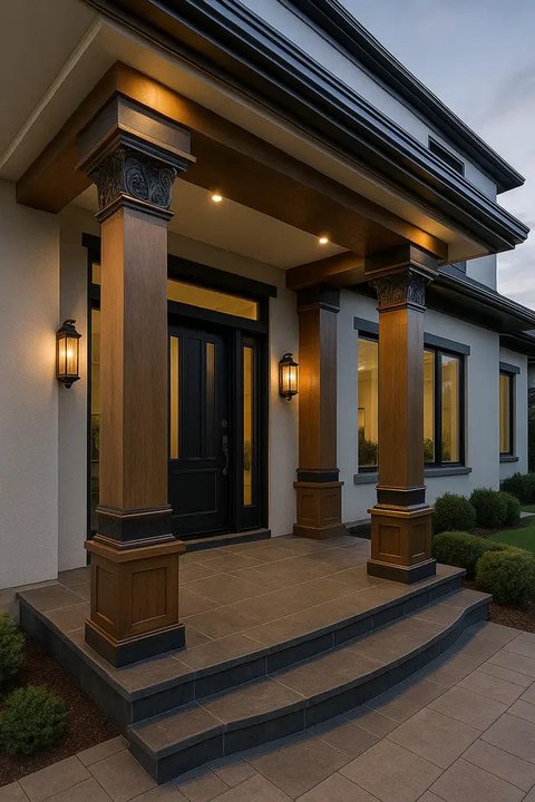 Model Tiang Teras Rumah Mewah yang Bisa Jadi Inspirasi di Tahun 2025 (Foto: Rizka Nur Laily via ChatGPT)