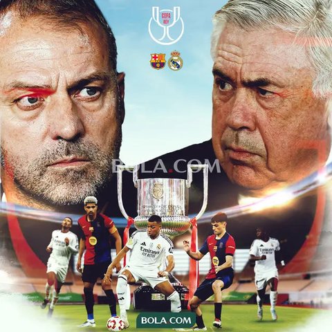 Dua pemain Barcelona, Lamine Yamal dan Alejandro Balde, merayakan keberhasilan tim mereka menjuarai Copa del Rey 2024/2025 setelah mengalahkan Real Madrid dengan skor 3-2 di pertandingan fina