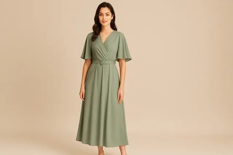 sachin and babi light blue dress Spring 2025 Runway Lookbook – Monique Lhuillier main image 0