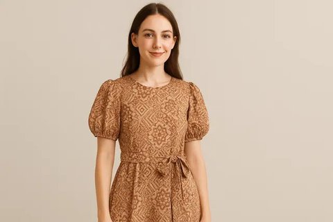 dress batik kombinasi warna hitam dan coklat khas batik (Meta AI)