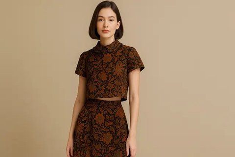 dress batik kombinasi warna hitam dan coklat khas batik (Meta AI)