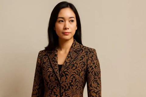 dress batik kombinasi warna hitam dan coklat khas batik (Meta AI)