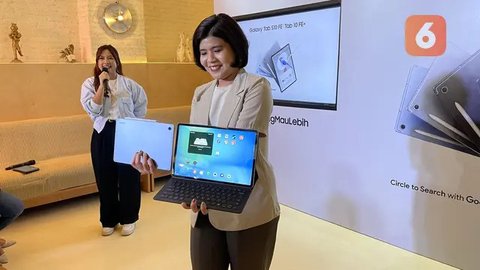 Samsung resmi memperkenalkan Galaxy Tab S10 FE Series untuk pasar Indonesia. (Liputan6.com/ Dinda Ariyani)
