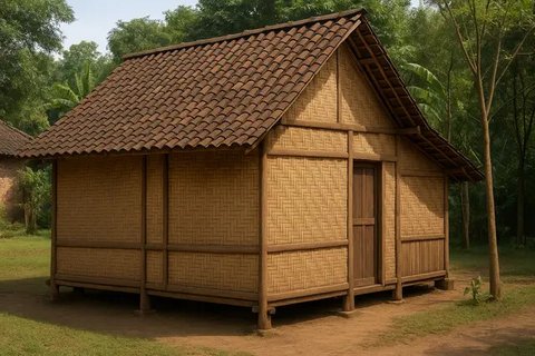 Rumah Anyaman Bambu Khas Jawa(created by AI)