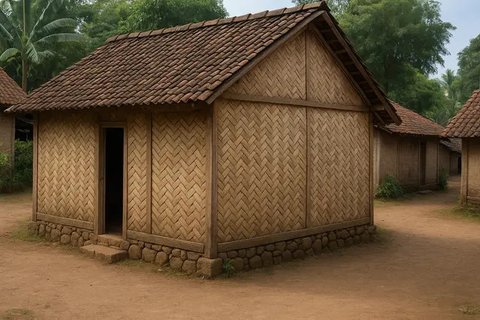 Rumah Anyaman Bambu Khas Jawa(created by AI)