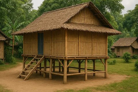 Rumah Anyaman Bambu Khas Jawa(created by AI)