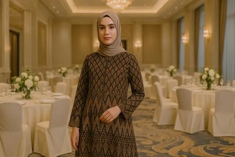 Inspirasi gamis batik terbaru untuk outfit kerja yang modis dan sopan (sumber: pinterest)..