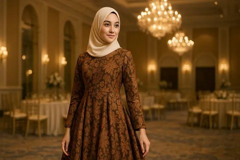 Inspirasi gamis batik terbaru untuk outfit kerja yang modis dan sopan (sumber: pinterest)..