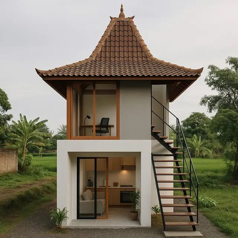 Rumah 6x9 di Desa dengan Atap Joglo (Foto: ChatGPT)