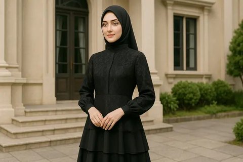 Inspirasi Dress Hitam Berlayer (created by AI)