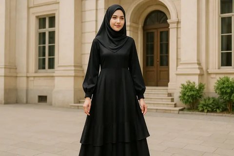 Inspirasi Dress Hitam Berlayer (created by AI)